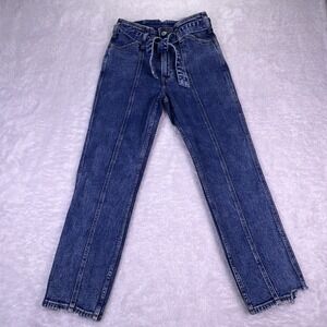Abercrombie & Fitch‎ Ultra High Rise Mom Jeans Belted Waist Raw Hem Womens 28/6R